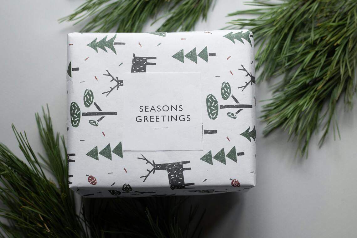 Christmas gift in simple packaging