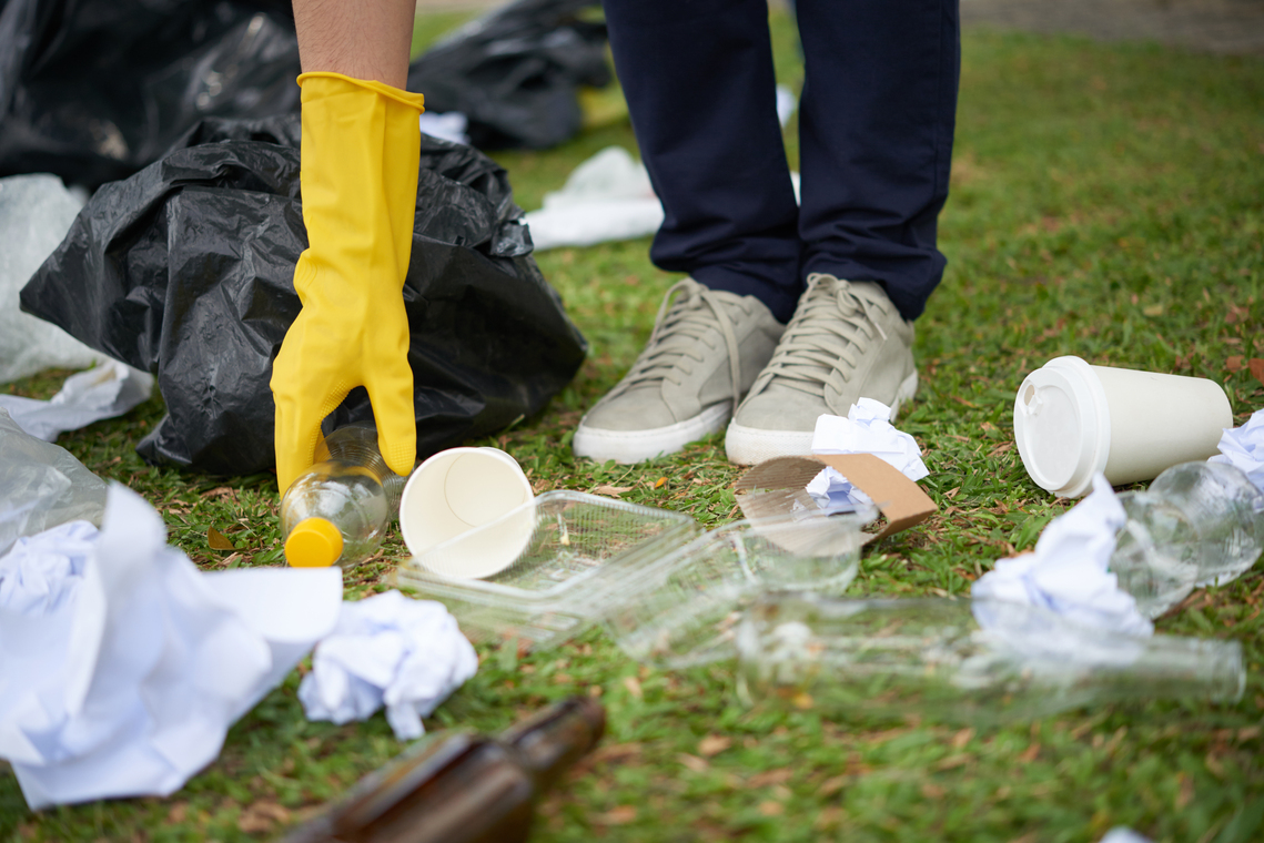 A cpmmunity litter picker in action